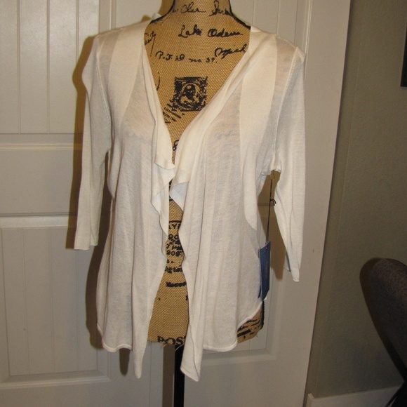 Simply Vera Vera Wang Sweaters - Women's Cream Light Weight Cardigan Sweater Medium